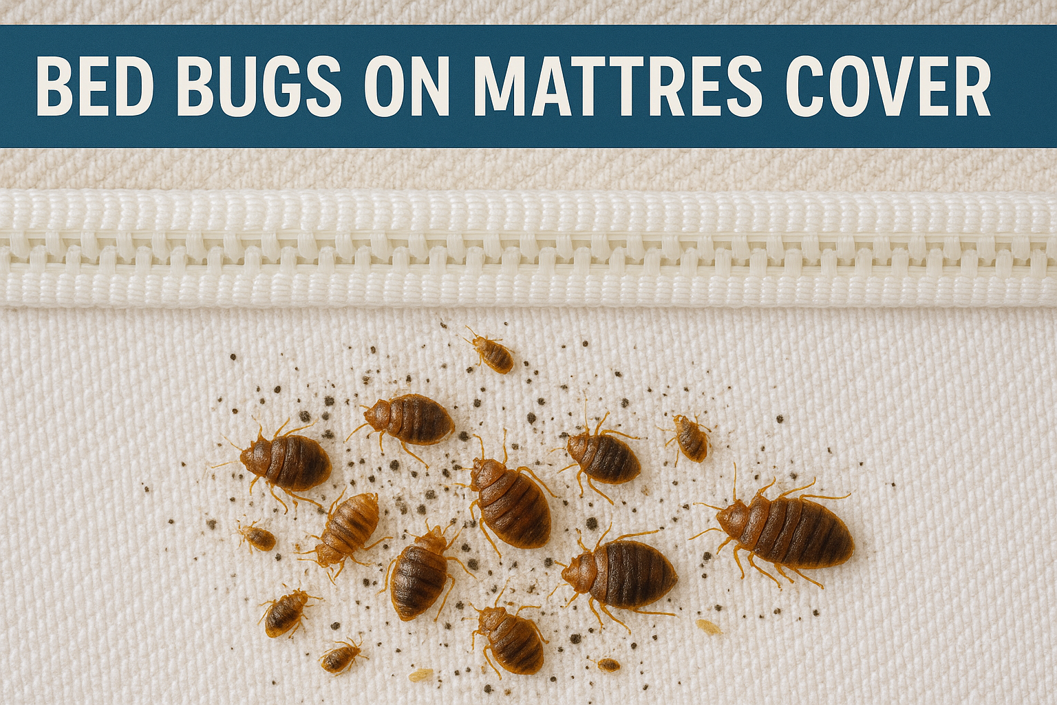 Close-up of bed bug infestation on mattress cover